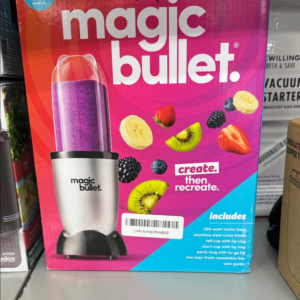 Magic Bullet Blender with Silver and Red Accents